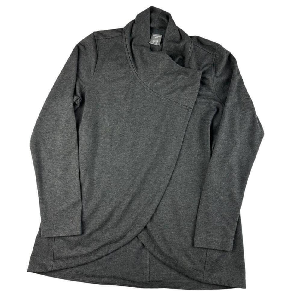 Joe Fresh Cardigan Womens Medium Gray Polyester Long Sleeve Wrap Front